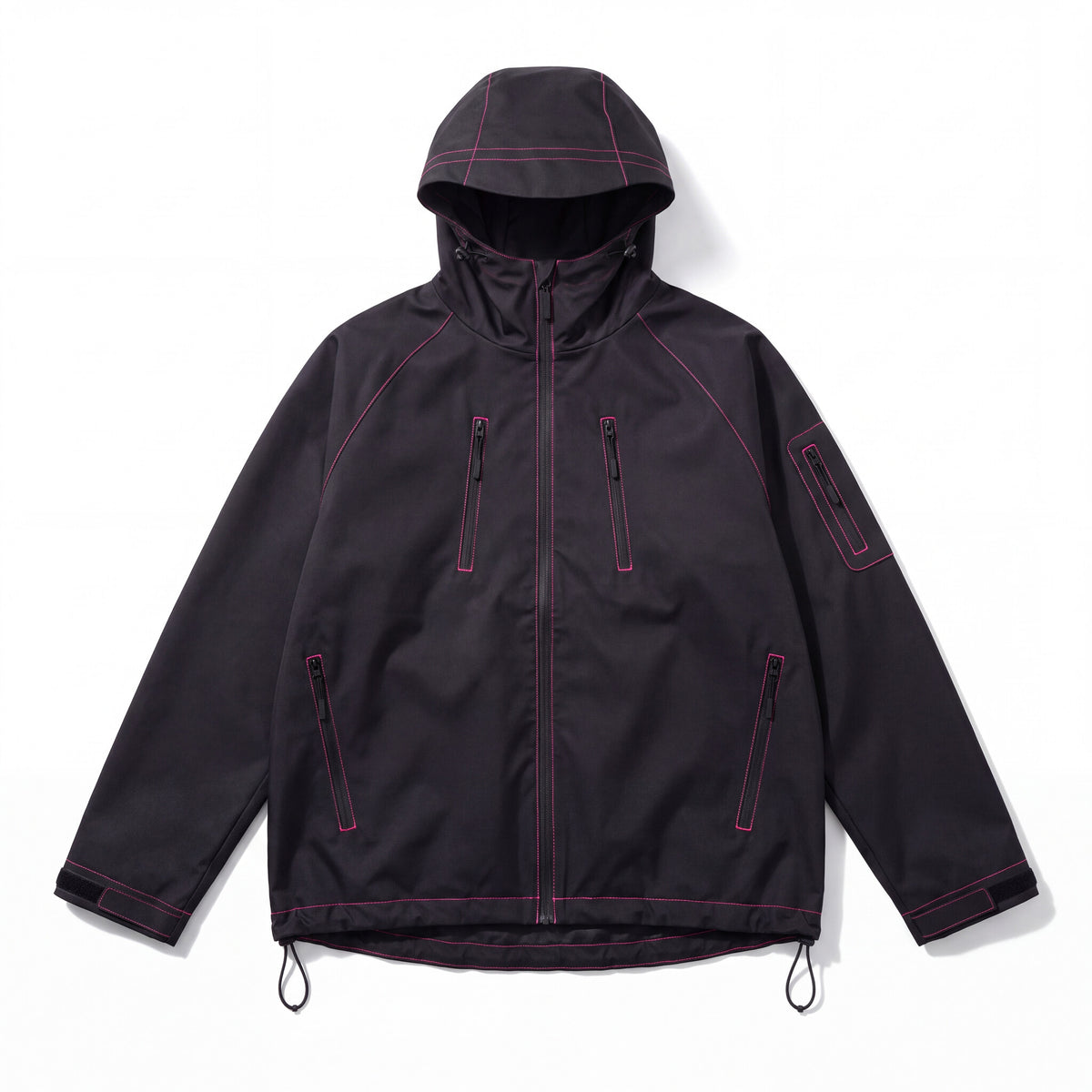 RainRunner Color-Shift Rain Jacket in Pink, dry and black