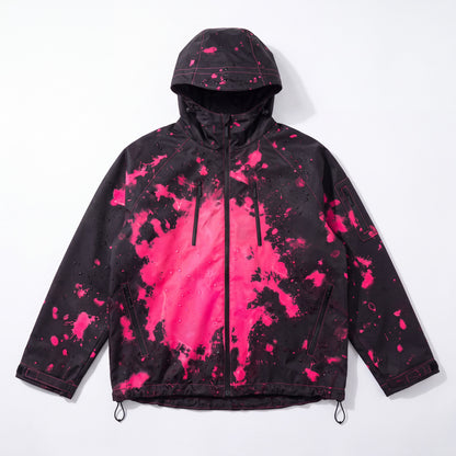 RainRunner Color-Shift Rain Jacket in Pink, wet in the rain with the pink color revealed